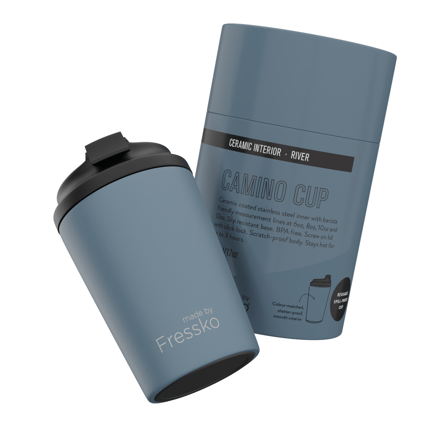 Fressko Camino River Reusable Ceramic Coffee Cup 340ml
