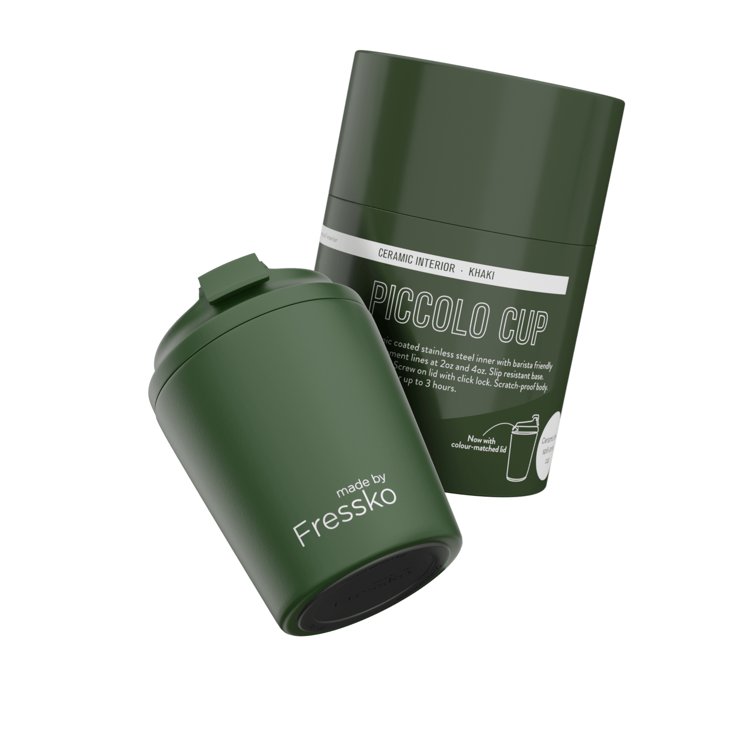 Made By Fressko Piccolo Khaki Ceramic Reusable Cup 118ml