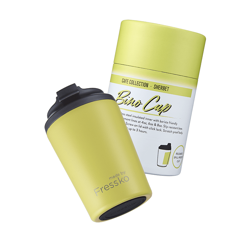 Fressko Bino Reusable Coffee Cup Stainless Steel 8oz Sherbet