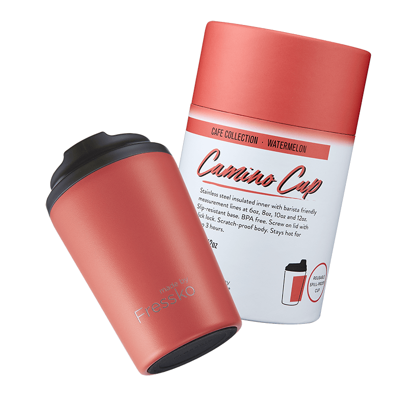 Fressko Camino Reusable Coffee Cup 12oz Stainless Steel Watermelon