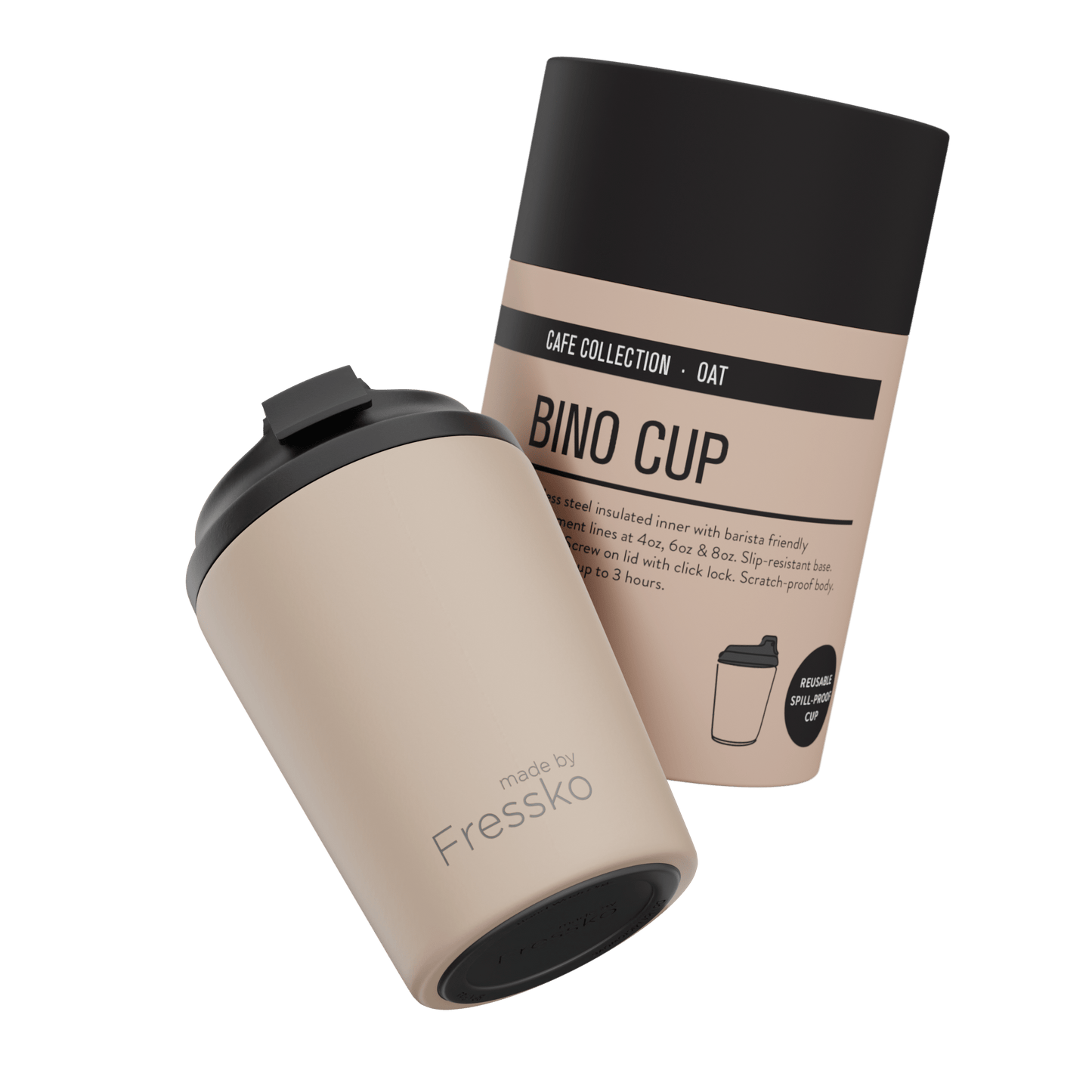Fressko Bino Reusable Coffee Cup 8oz Oat