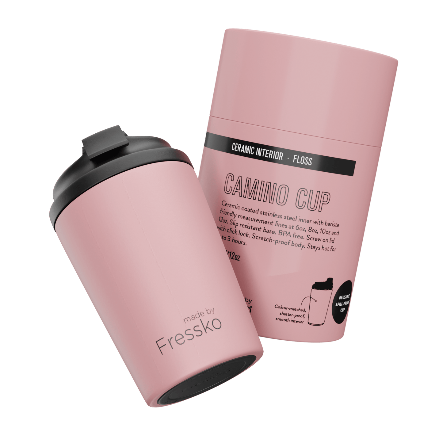 Fressko Camino Insulated Reusable Cup Ceramic 340ml Floss