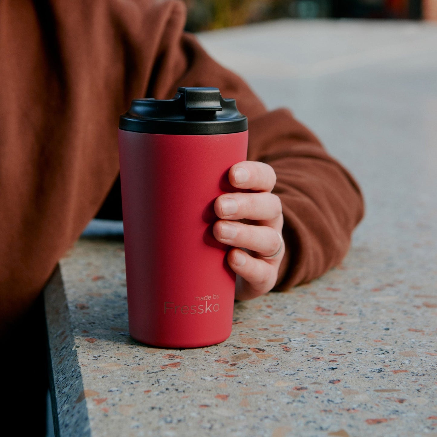 Fressko Grande Reusable Coffee Cup Stainless Steel 16oz Chilli