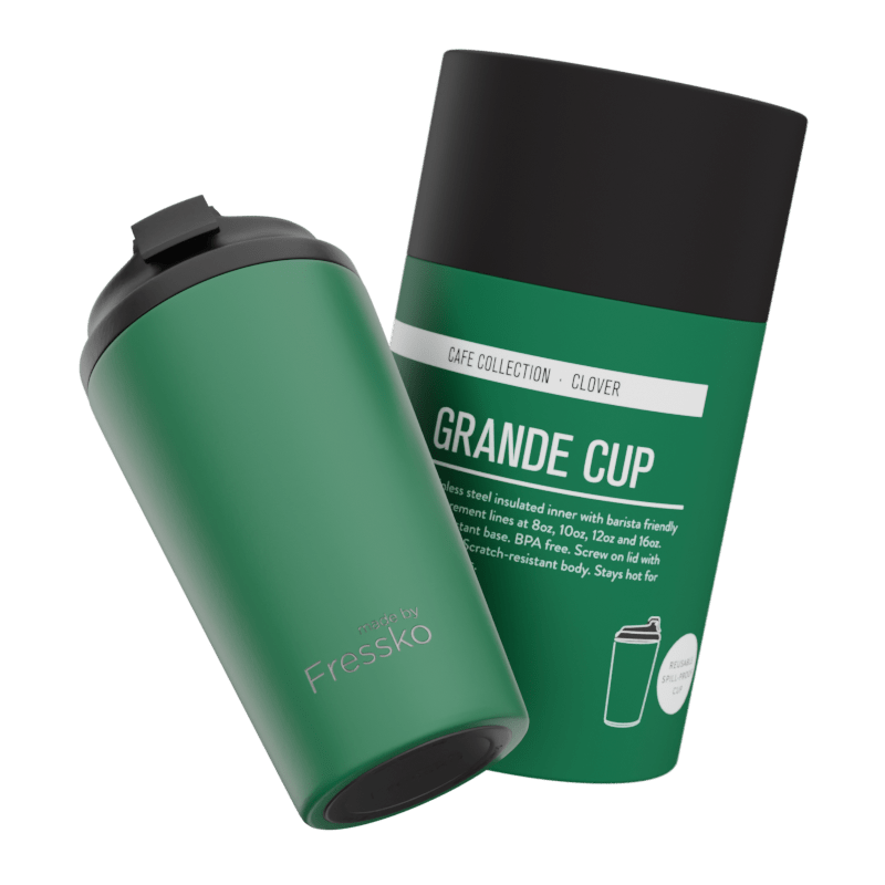 Fressko Grande Reusable Coffee Cup Stainless Steel 475ml Clover